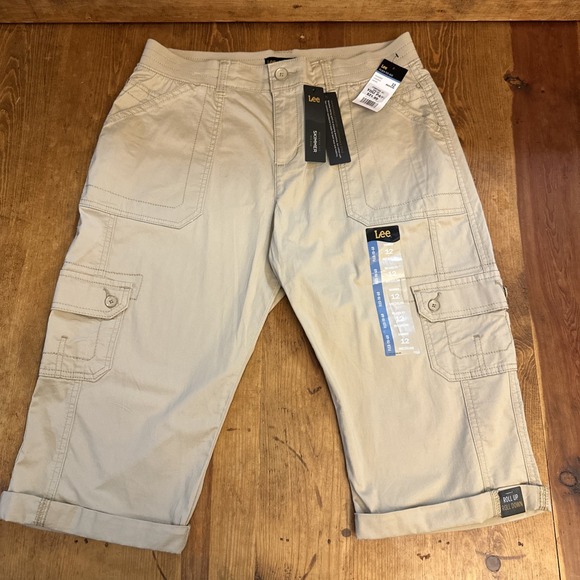Lee Pants - Lee‎ Skimmer Relaxed Fit Mid-Rise Capri Women's Size 12 Safari Beige Casual NWT